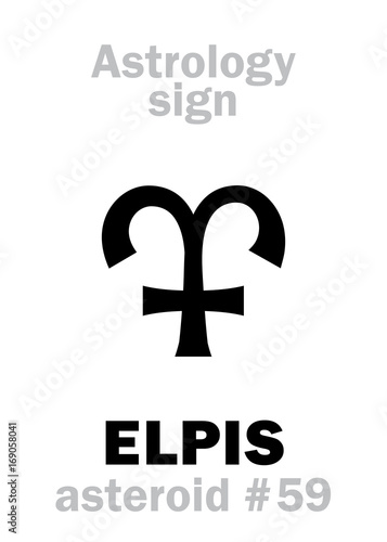 Astrology Alphabet: ELPIS (Hope), asteroid #59. Hieroglyphics character sign (single symbol). photo