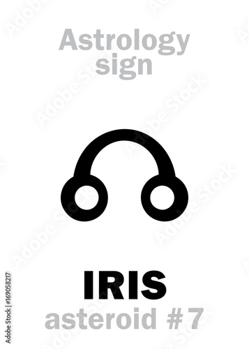 Astrology Alphabet: IRIS, asteroid #7. Hieroglyphics character sign (single symbol).