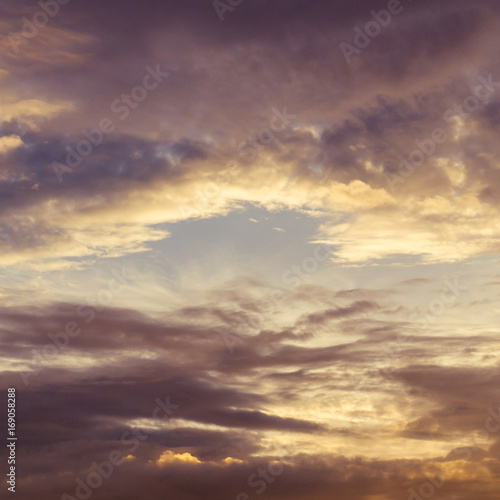 Fototapeta Naklejka Na Ścianę i Meble -  Twilight sky and cumulus cloud vintage tone size 1:1 ratio beautiful view.