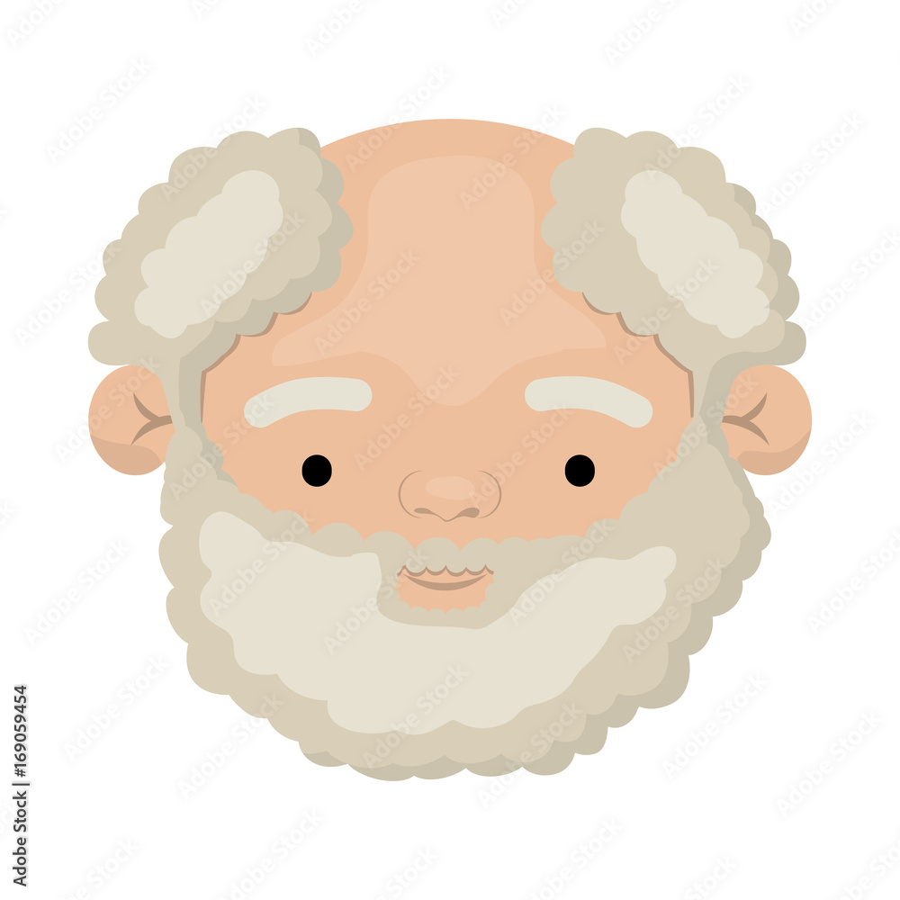 colorful face of bearded grandfather with curly hairstyle colorful face of bearded grandfather with curly hairstyle