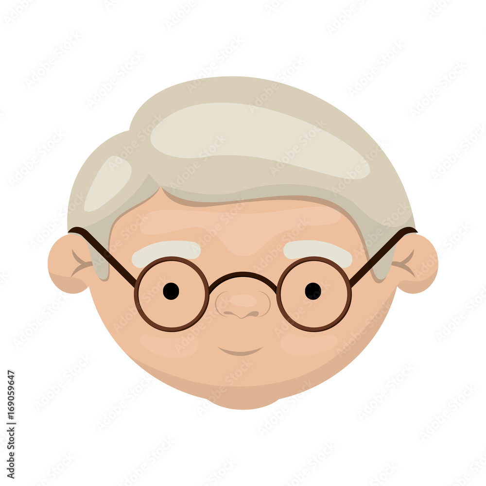 colorful face of grandfather with glasses and haircut colorful face of grandfather with glasses and haircut