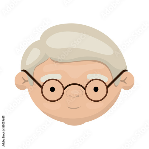 colorful face of grandfather with glasses and haircut