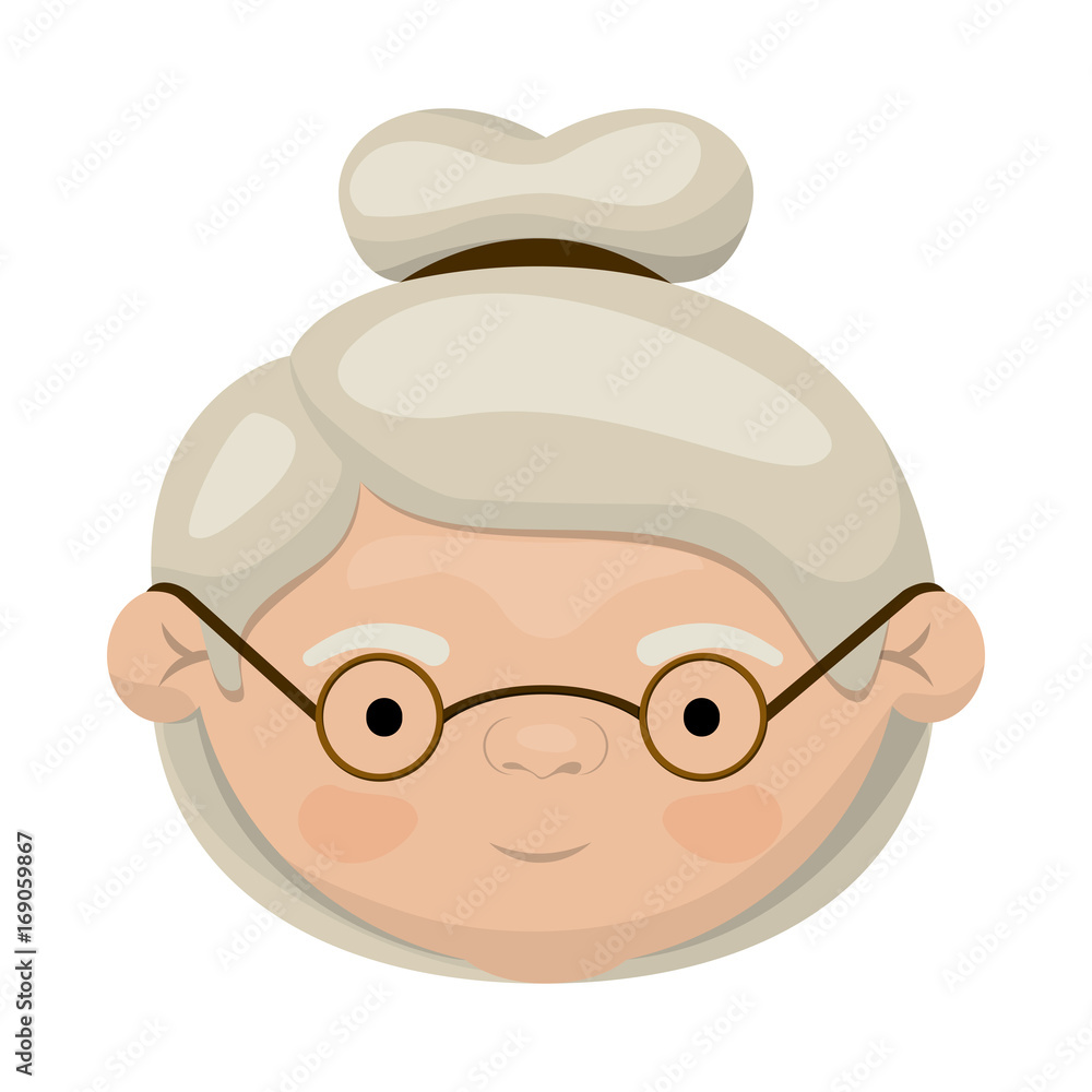 colorful face of elderly woman with glasses and collected hairstyle colorful face of elderly woman with glasses and collected hairstyle