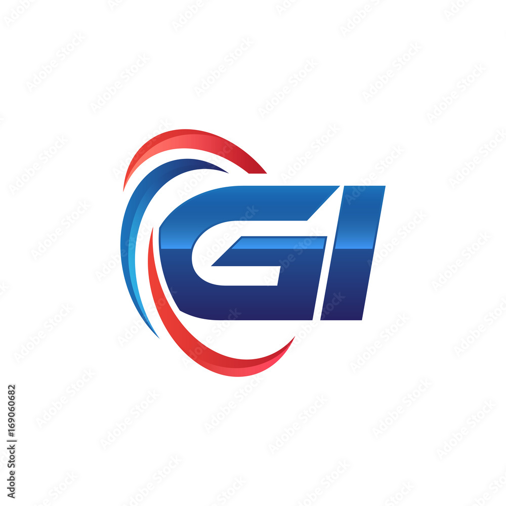initial letter logo swoosh red blue initial letter logo swoosh red blue