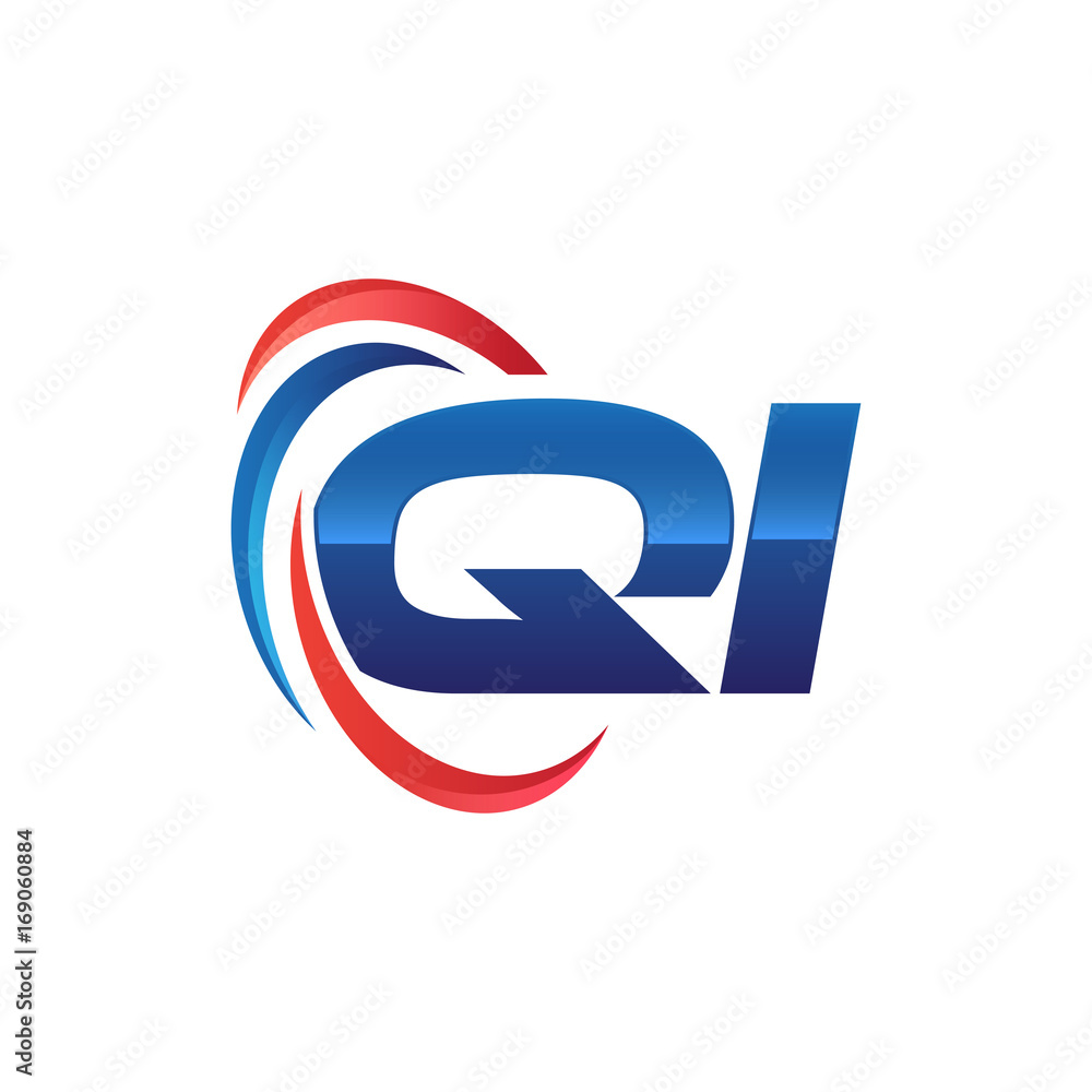 initial letter logo swoosh red blue initial letter logo swoosh red blue