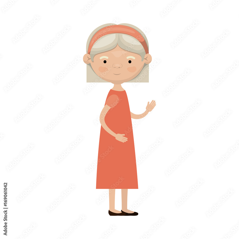 colorful full body elderly woman in dress with bow lace and straight short hairstyle colorful full body elderly woman in dress with bow lace and straight short hairstyle