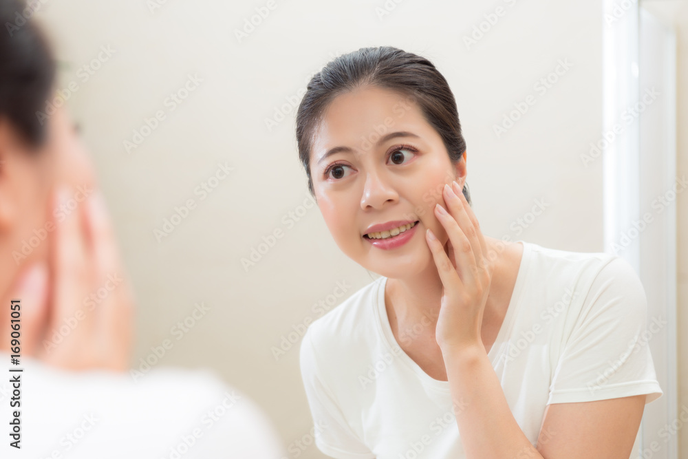 attractive female model with mirror reflection attractive female model with mirror reflection