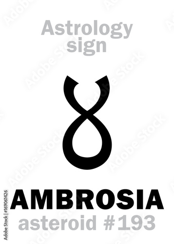 Astrology Alphabet: AMBROSIA, asteroid #193. Hieroglyphics character sign (single symbol).