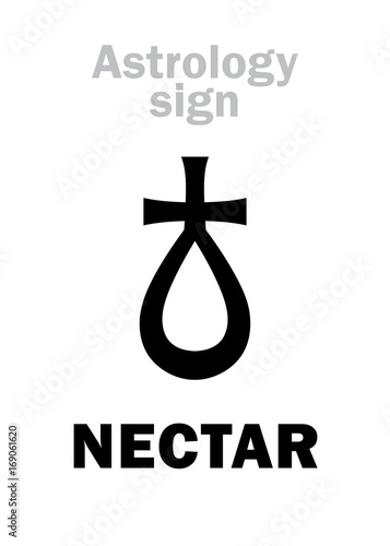 Astrology Alphabet: NECTAR, hypothetical asteroid. Hieroglyphics character sign (single symbol).