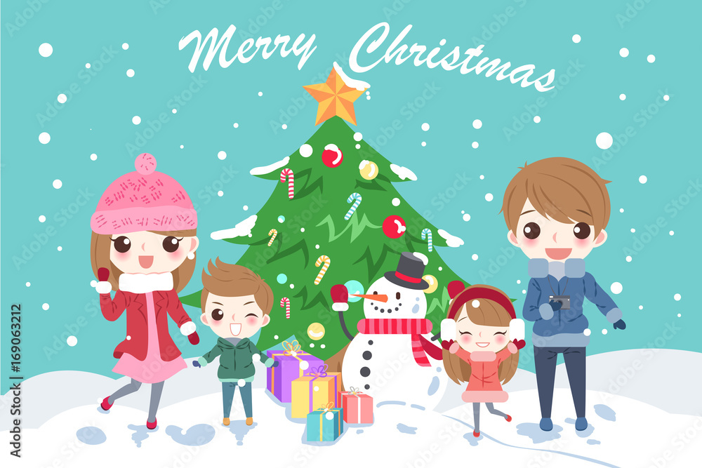 cartoon family with christmas cartoon family with christmas
