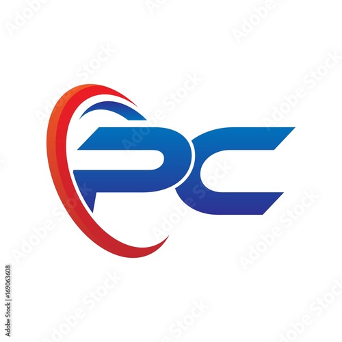 modern dynamic vector initial letters logo pz with circle swoosh red blue