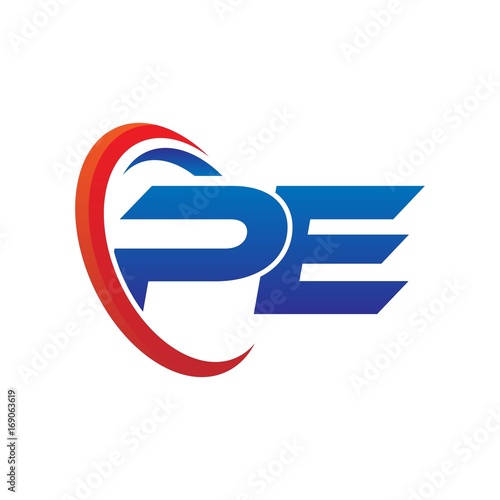modern dynamic vector initial letters logo pz with circle swoosh red blue