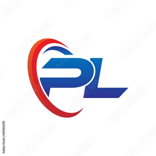 modern dynamic vector initial letters logo pz with circle swoosh red blue