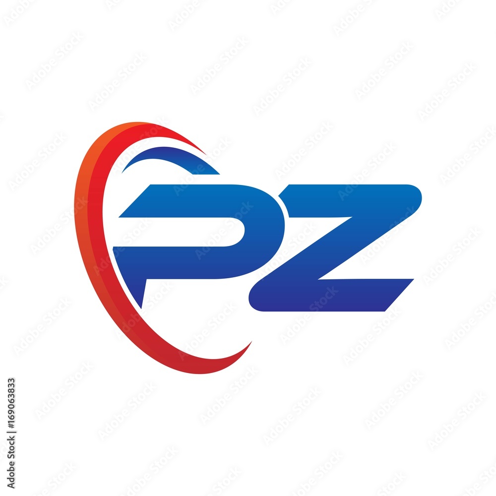 modern dynamic vector initial letters logo pz with circle swoosh red blue modern dynamic vector initial letters logo pz with circle swoosh red blue