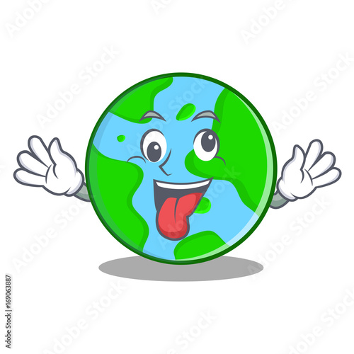 Crazy world globe character cartoon