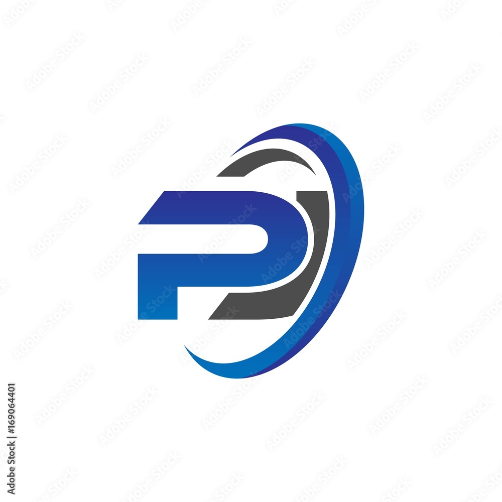 vector initial logo letters pj with circle swoosh blue gray vector initial logo letters pj with circle swoosh blue gray