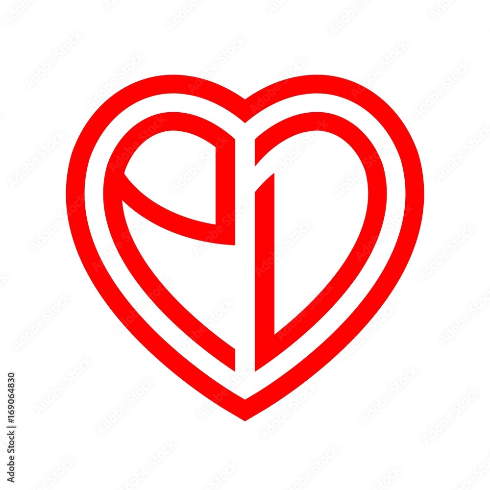 initial letters logo pd red monogram heart love shape initial letters logo pd red monogram heart love shape