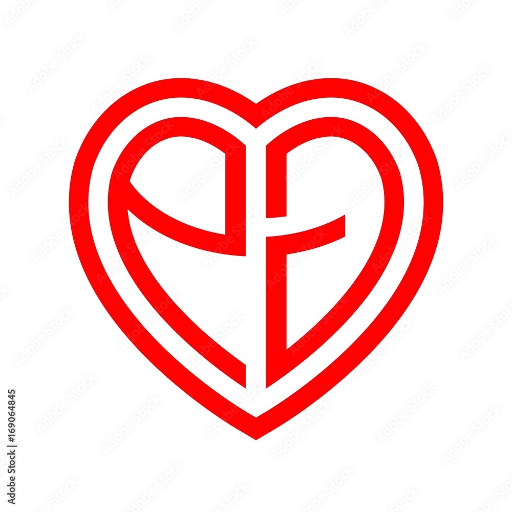 initial letters logo pg red monogram heart love shape Stock Vector | Adobe  Stock