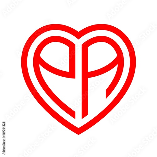initial letters logo pa red monogram heart love shape