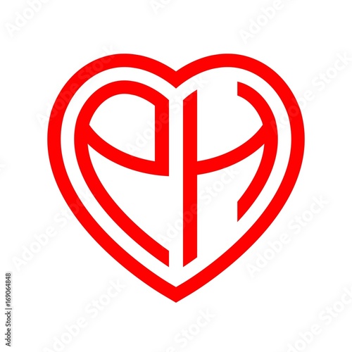 Free Download initial letters logo ph red monogram heart love shape - GFXLoad