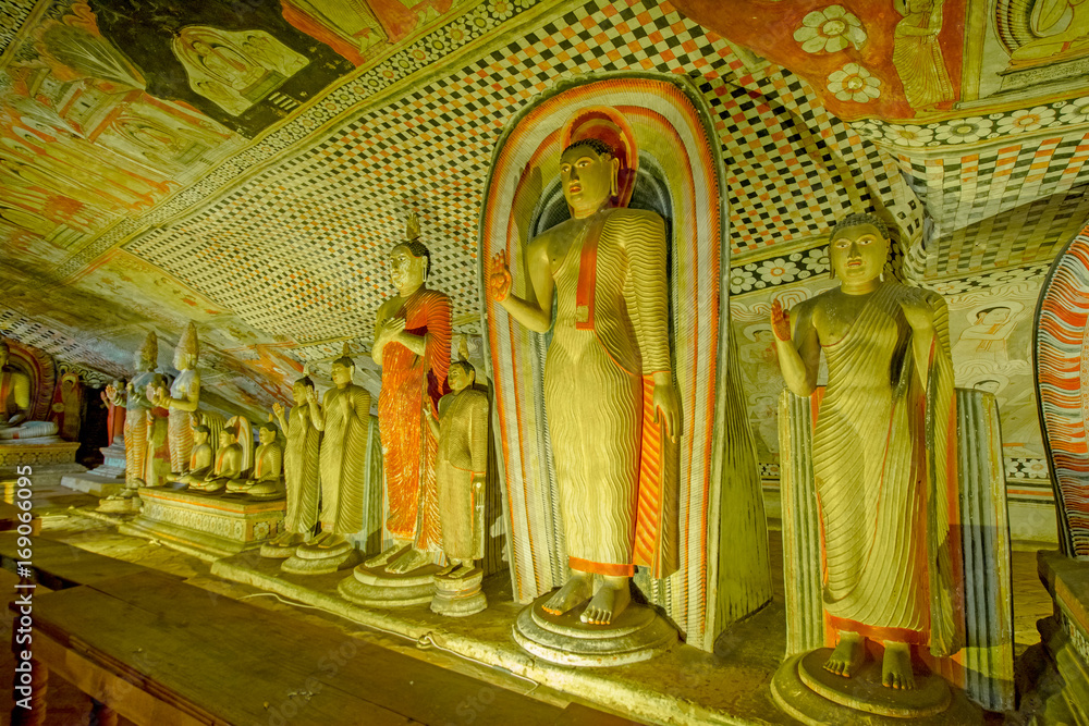 12 Century Dambulla Cave Golden Temple And Statues. Dambulla Cave