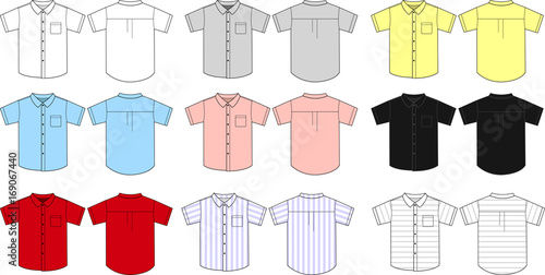 Short sleeve shirts templates [vector]