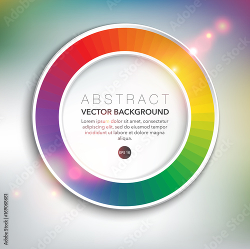 Abstract vector background. Round paper ring with spectrum design. Isolated with realistic light and shadow on the white background. Vector illustration. Eps10.