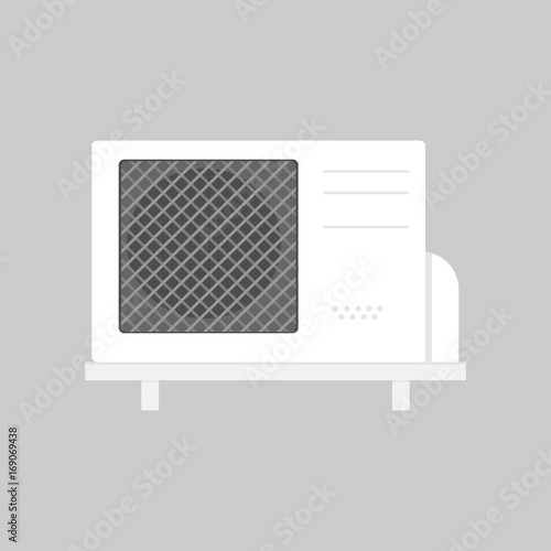 Exterior white air conditioning on steel shelf isolated
