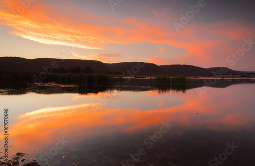 Sunset colour reflections in the lake Penrith Australia