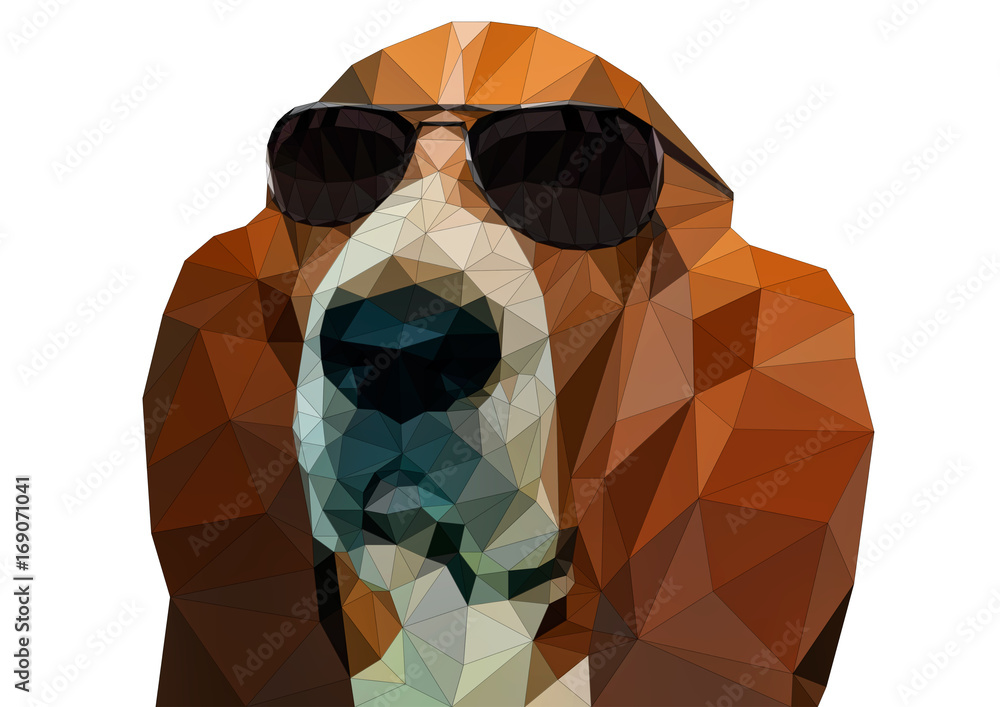 三角ポリゴンのサングラスをかけた犬 Stock Illustration Adobe Stock