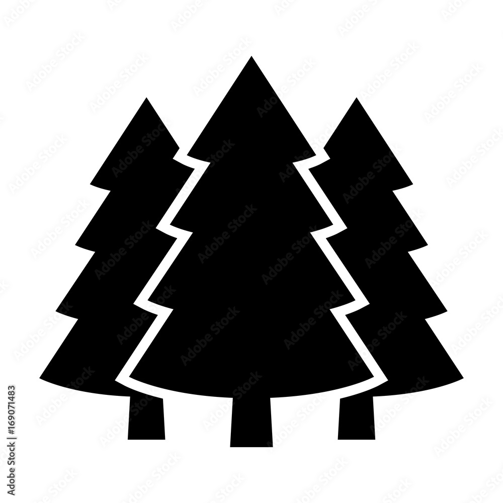 Three conifer pine trees in a forest or park simple vector icon for nature apps and websites Three conifer pine trees in a forest or park simple vector icon for nature apps and websites