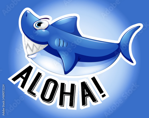 Blue shark and word aloha