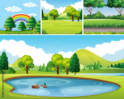 Four scenes of park at day time
