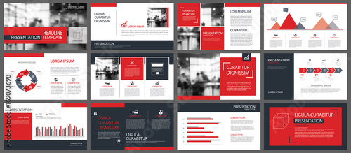 Red presentation templates and infographics elements background. Use for business annual report, flyer, corporate marketing, leaflet, advertising, brochure, modern style. photo