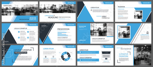 Blue presentation templates and infographics elements background. Use for business annual report, flyer, corporate marketing, leaflet, advertising, brochure, modern style.