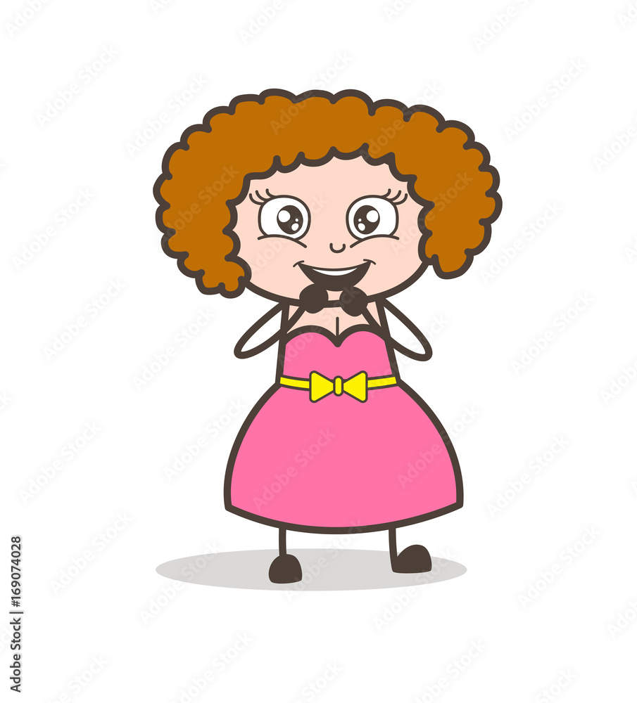 Cartoon Surprised Young Girl Smiling Face Vector Cartoon Surprised Young Girl Smiling Face Vector