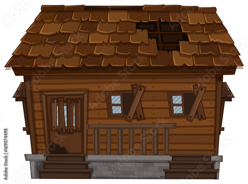 Wooden house in poor condition
