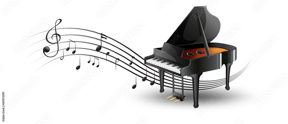 Fototapeta Grand piano with music notes