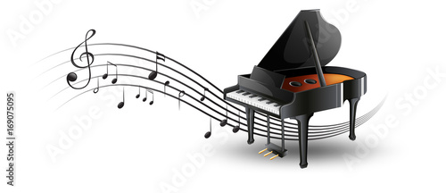 Fototapeta Grand piano with music notes
