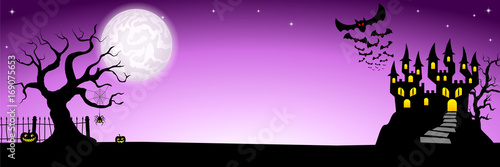 Banner mit Spukschloss in einer Vollmondnacht 