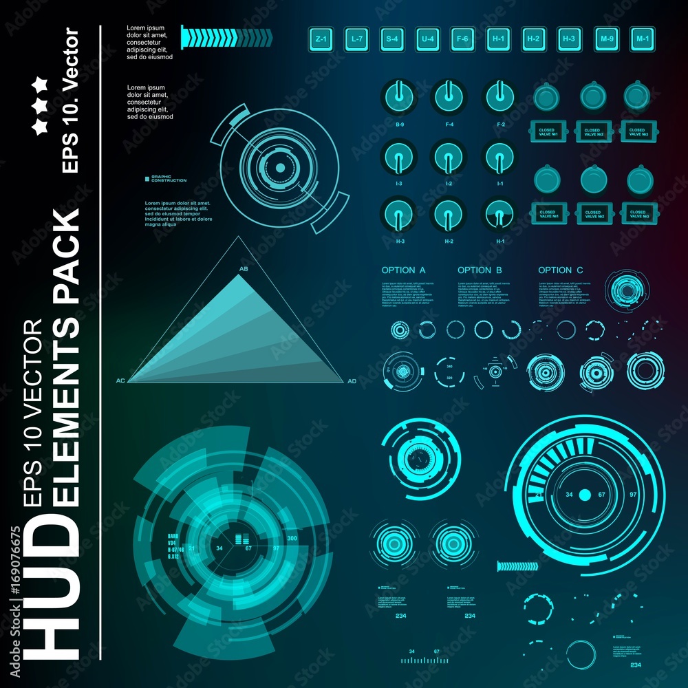 Futuristic virtual graphic touch user interface, HUD Futuristic virtual graphic touch user interface, HUD