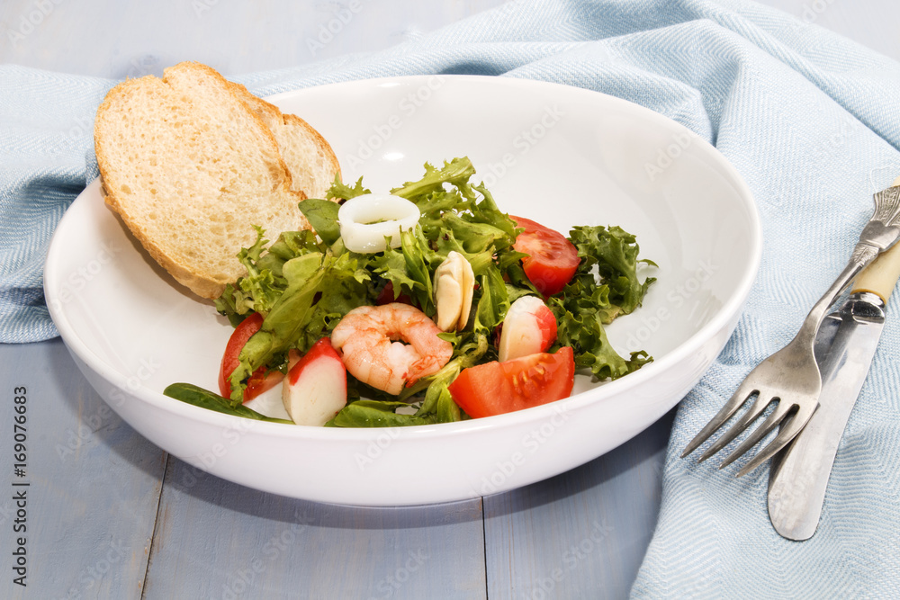 fresh sea food salad, fine dinning with healthy food fresh sea food salad, fine dinning with healthy food