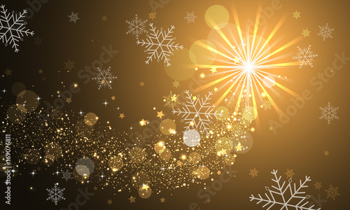 Shiny abstract vector background with glitter, snowflakes and stars.