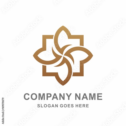 Geometric Square Cross Pattern Flowers Morocco Interior Motif Decoration Business Company Stock Vector Logo Design Template