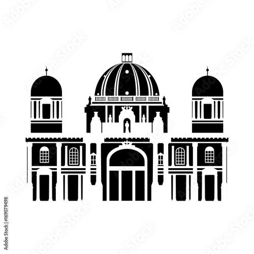 Black and white building of Berlin, travel icon landmarks in Germany. City architecture
