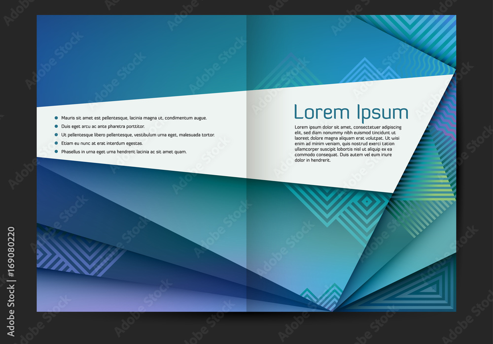 Abstract brochure design template, overlapping blue paper with shadows, eps10 vector