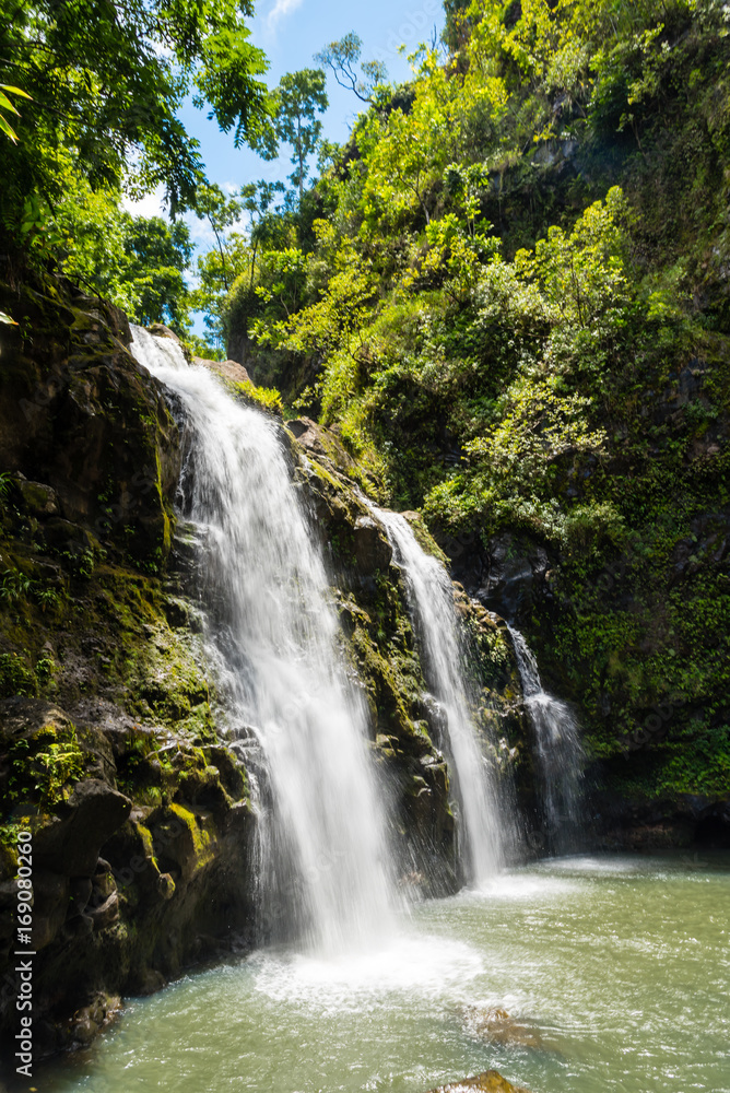 Upper Waikani falls (three bears) on Maui, Hawaii