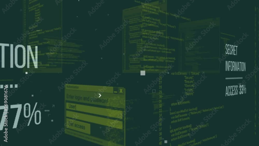 Secret information concept with a random programming code and abstract ...