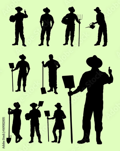 Farmer gesture silhouette. Good use for symbol, logo, web icon, mascot, sign, or any design you want.