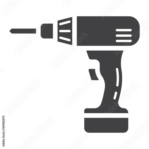 Electric Drill glyph icon, build and repair, electrical screwdriver sign vector graphics, a solid pattern on a white background, eps 10.
